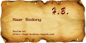 Haar Bodony névjegykártya